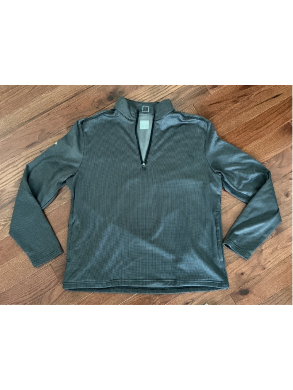 Men's Callaway Gray Black Houndstooth Quarter-Zip Sweater M